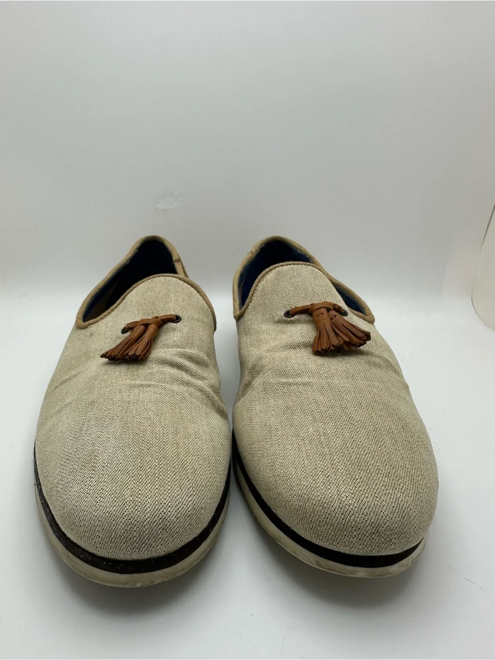 Ted Baker Zaine Beige Men's Tassel Loafers - Stylish Slip-On Dress Shoes Sz 11